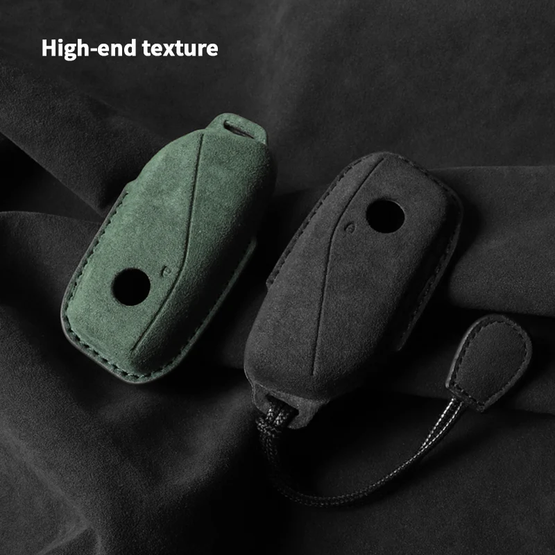 Suede car key case for BMW For G38 G12 F49 i20 G07 G08 1 5 7 Series x1 x5 x7 ix XM i7 M760 Keychain Accessories