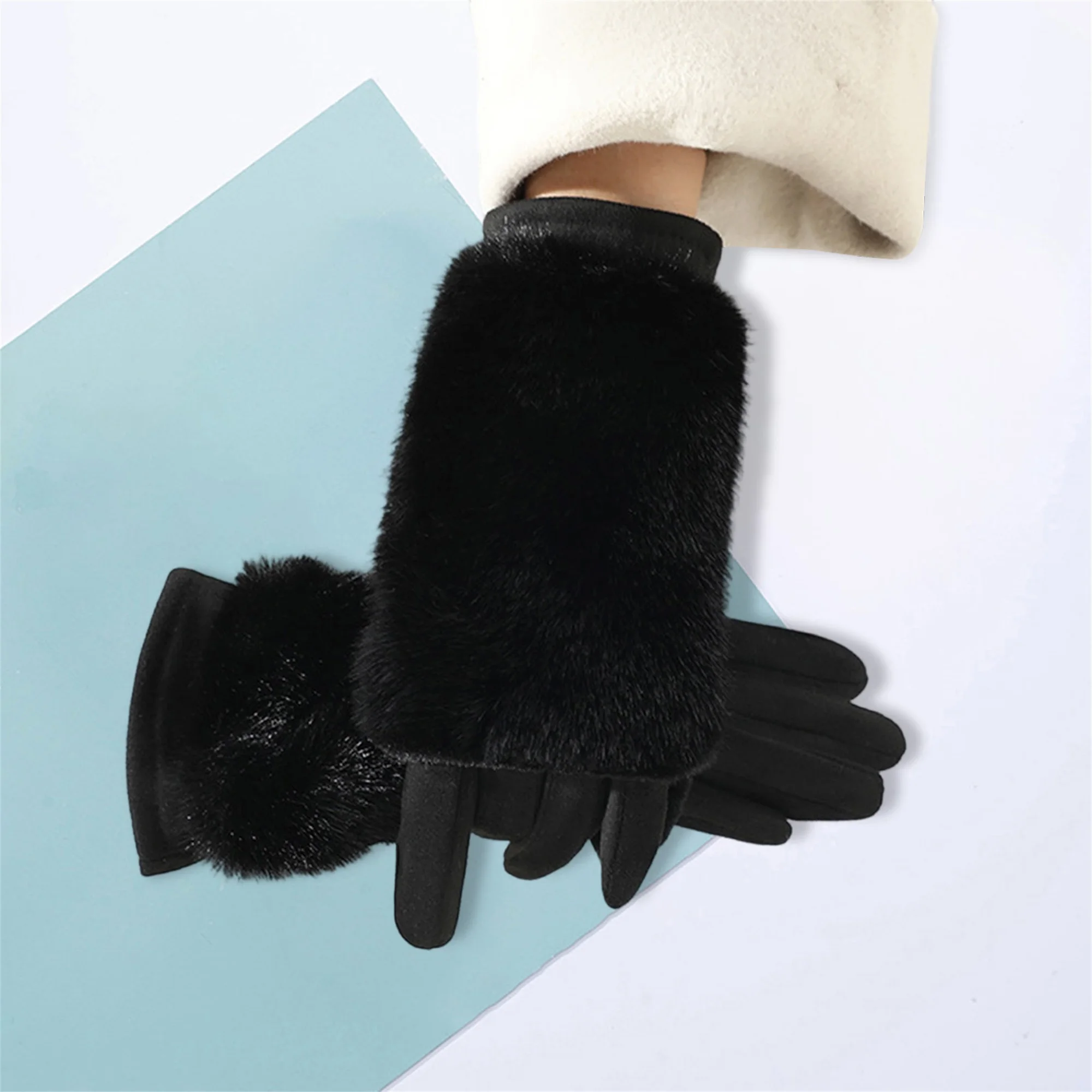 

Женские съемные перчатки из двух частей с сенсорным экраном, зимние морозостойкие теплые перчатки для езды на велосипеде на открытом воздухе