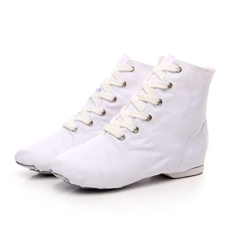 High Top Canvas Lace-Up Ballet Slippers Non-Slip Flat Gymnastics Kids Adult Casual Daily Practice Dance Stage Performance Shoes