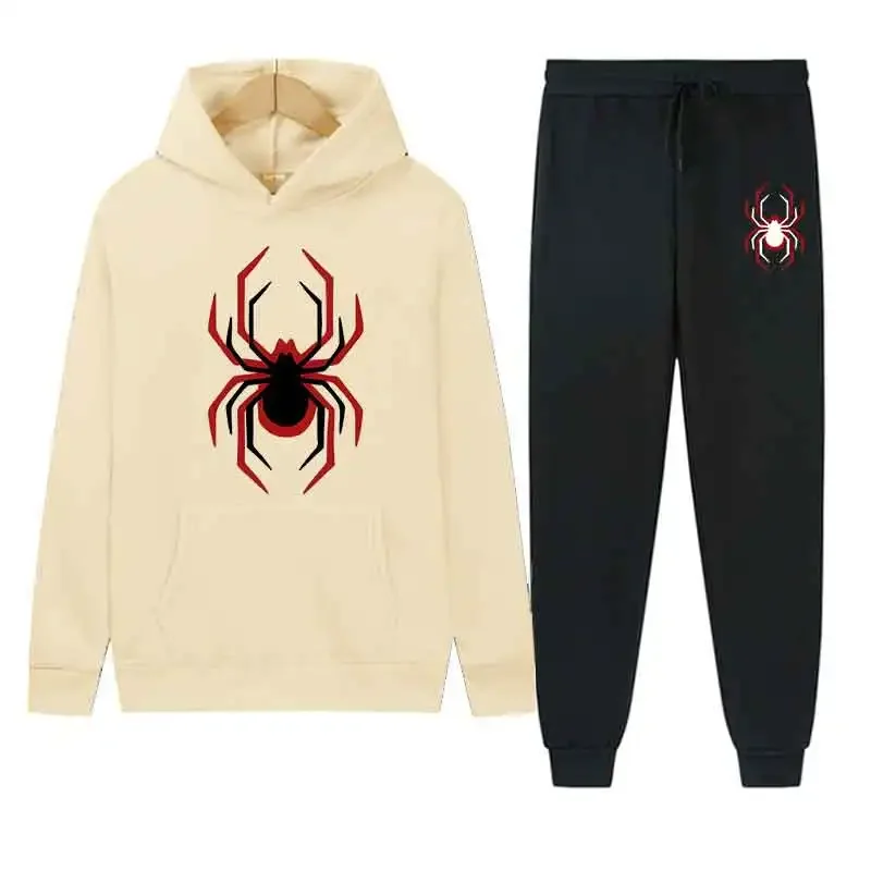 هوديي كاجوال للرجال، توب، بناطيل ضيقة، سويت شيرت جيب أنيق للشارع، مجموعة ملابس رياضية مطبوعة، ملابس عصرية صفراء لـ Sp #5