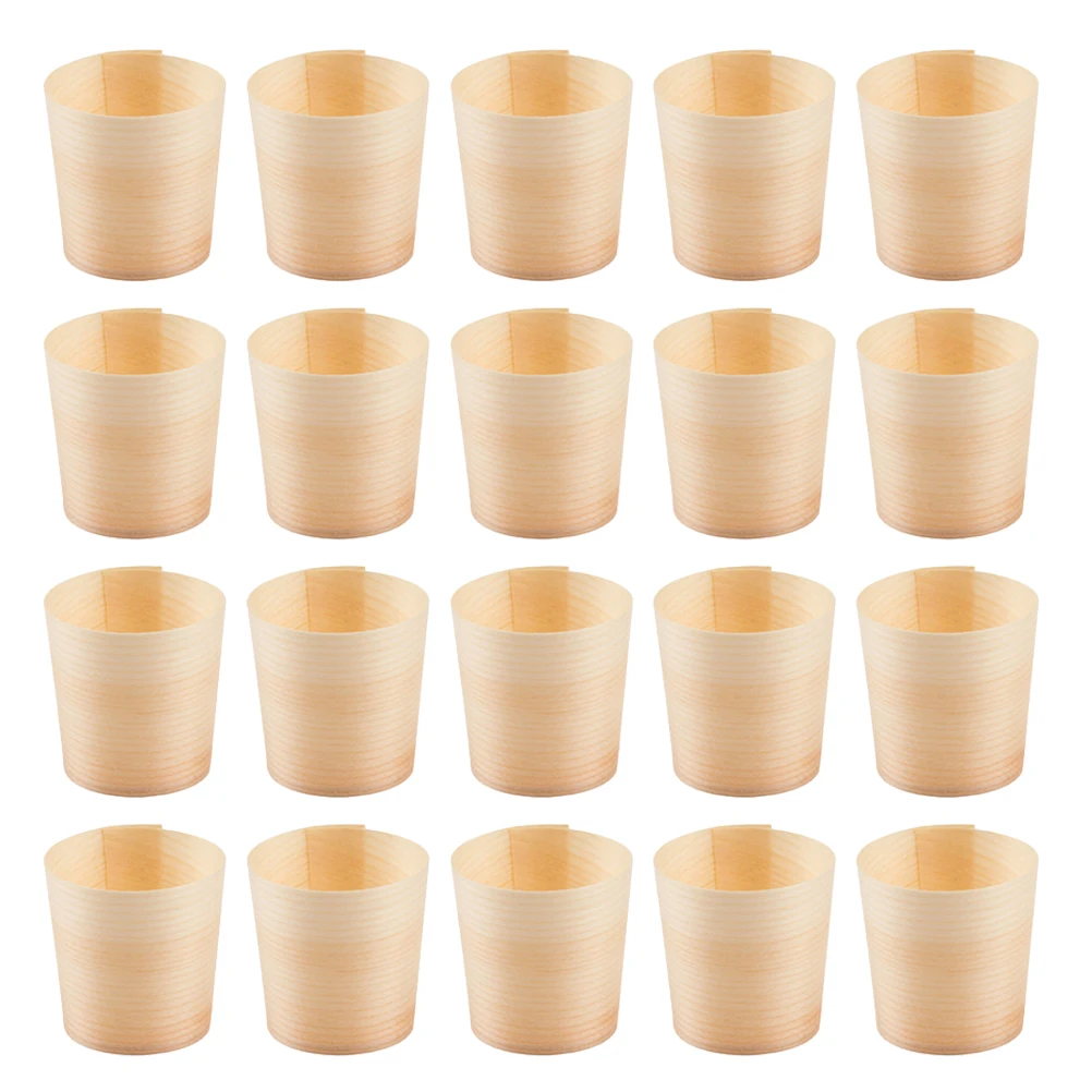 

50pcs Wooden Cups Eco friendly Disposable Snack Cups Home Hotel Party Banquet Bar Ideal Capacity Versatile Containers