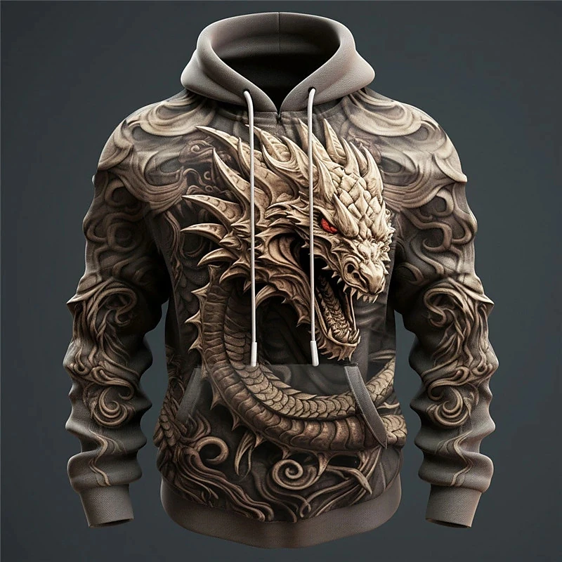 Fashion 3D Dragon Print Hoodies For Men Hip Hop Trend Harajuku Streetwear Autumn New Sweatshirts Oversized Casual Pullover Tops