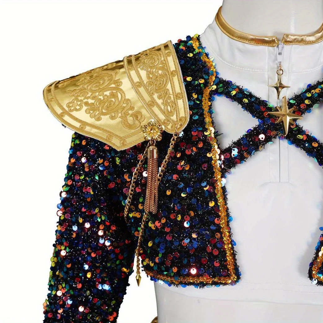 

Singer Role Play Halloween Cosplay Costume Set Coat Top Shorts Dance Stage Full Outfit, Stage Performance, Dance Wear