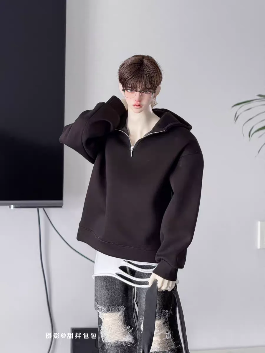 

BJD doll clothes are suitable for ID75 Uncle Pu Uncle quarter size half zipper hooded sweatshirt, lazy style casual men's top