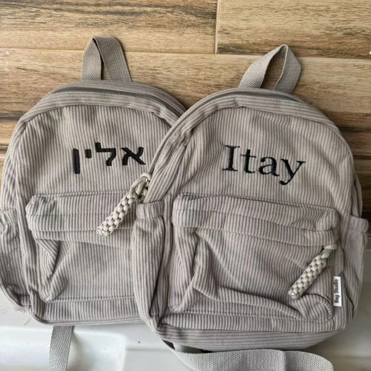 Customized Embroidered Corduroy Backpack with Soft Shoulder Unique Name Design Personalized Christmas Gift with Letters