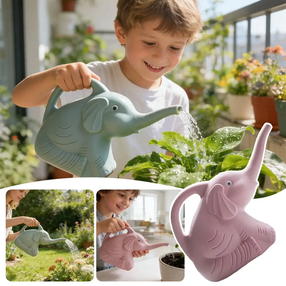 Cute Plastic Elephant Shape Watering Pot Can Plant Outdoor Irrigation Gardening Tools Equipment Garden Supplies Home Accessories