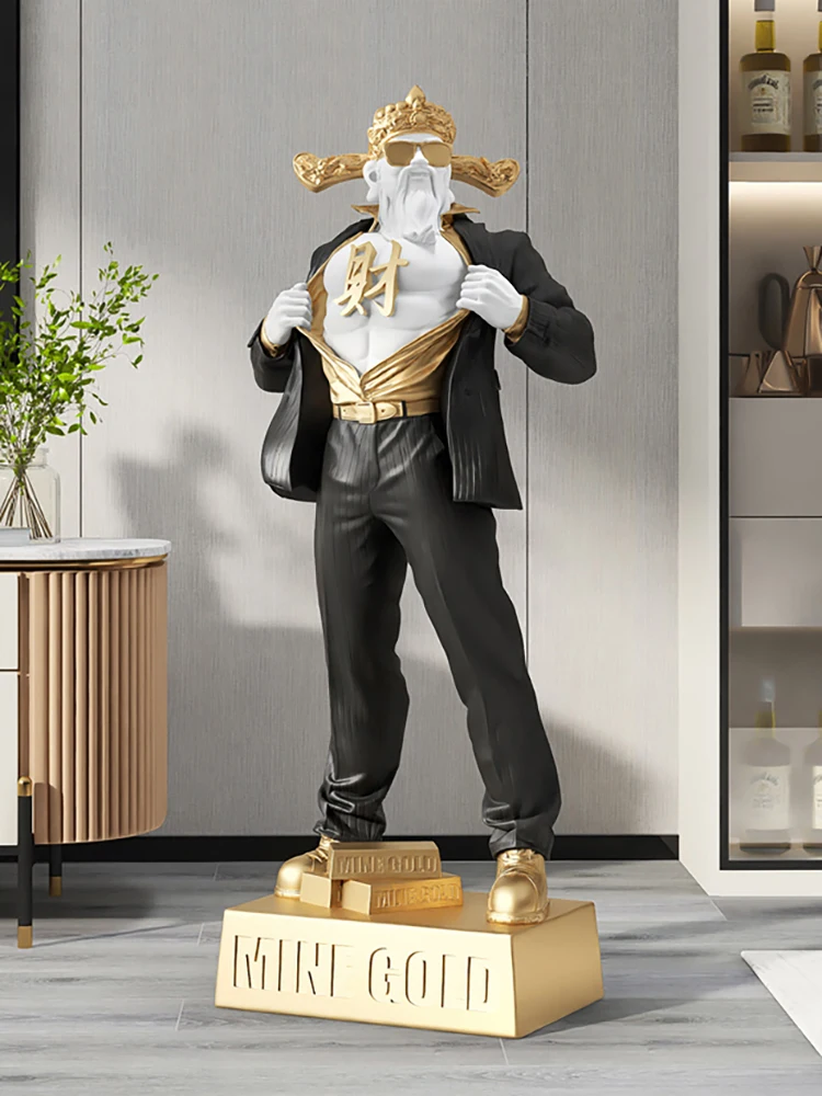 Home Decoration God of Wealth Sculptures,living Room,Room Decor Large Landing Muscular Man Statue,Home Decorations Accessories