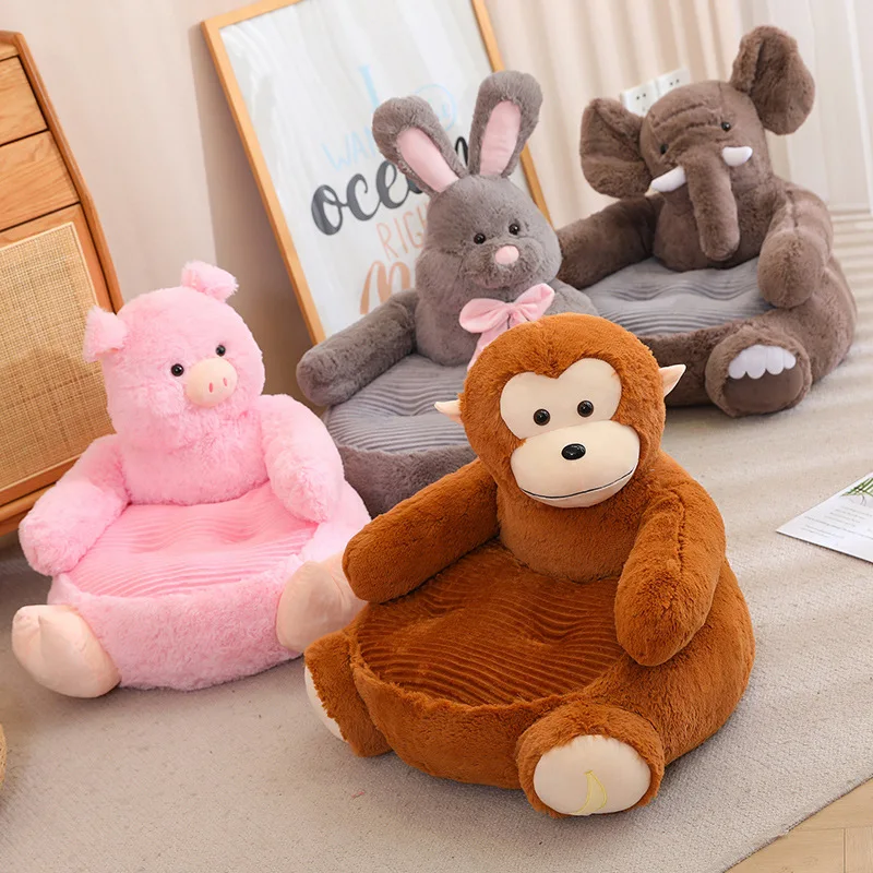 Funny Cartoon Animals Sofa Soft Kids Couch Children Sofa Animal Shapes Stuffed Fill Girls Baby Kids Chair Furniture Room Decor