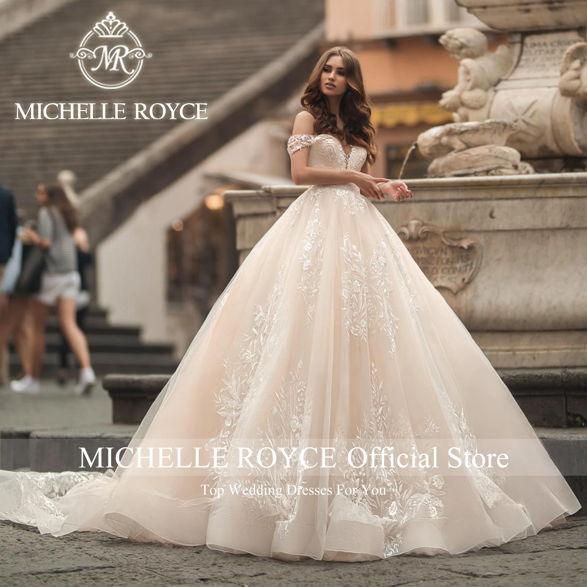 Michelle Royce A-Line Wedding Dresses For Women Sexy Bride Sweetheart Off The Shoulder Appliques Wedding Gowns Vestidos De Novia