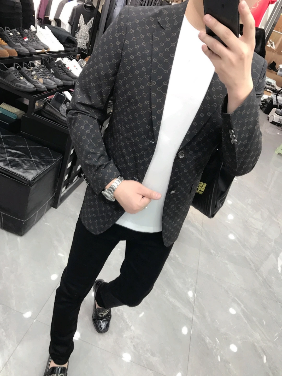 

Spring Autumn New Men's Slim Fit Comfortable Faionable Trendy Gentleman Versatile Haome Suiting Stand Button Decorate...