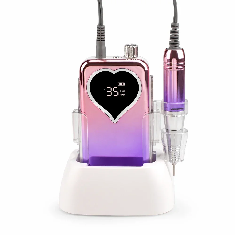 

Professional Rechargeable 35000 RPM Nail Drill Heart Shape High Power 85W Brushless Manicure Pedicure Polishing Shape Tools