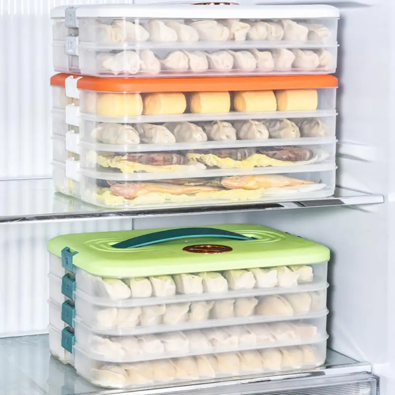 Kitchen Organizer Dumpling Box Food Storage Container Refrigerator Keep Fresh Storage Box Multi-Layer Transparent Dumpling Box