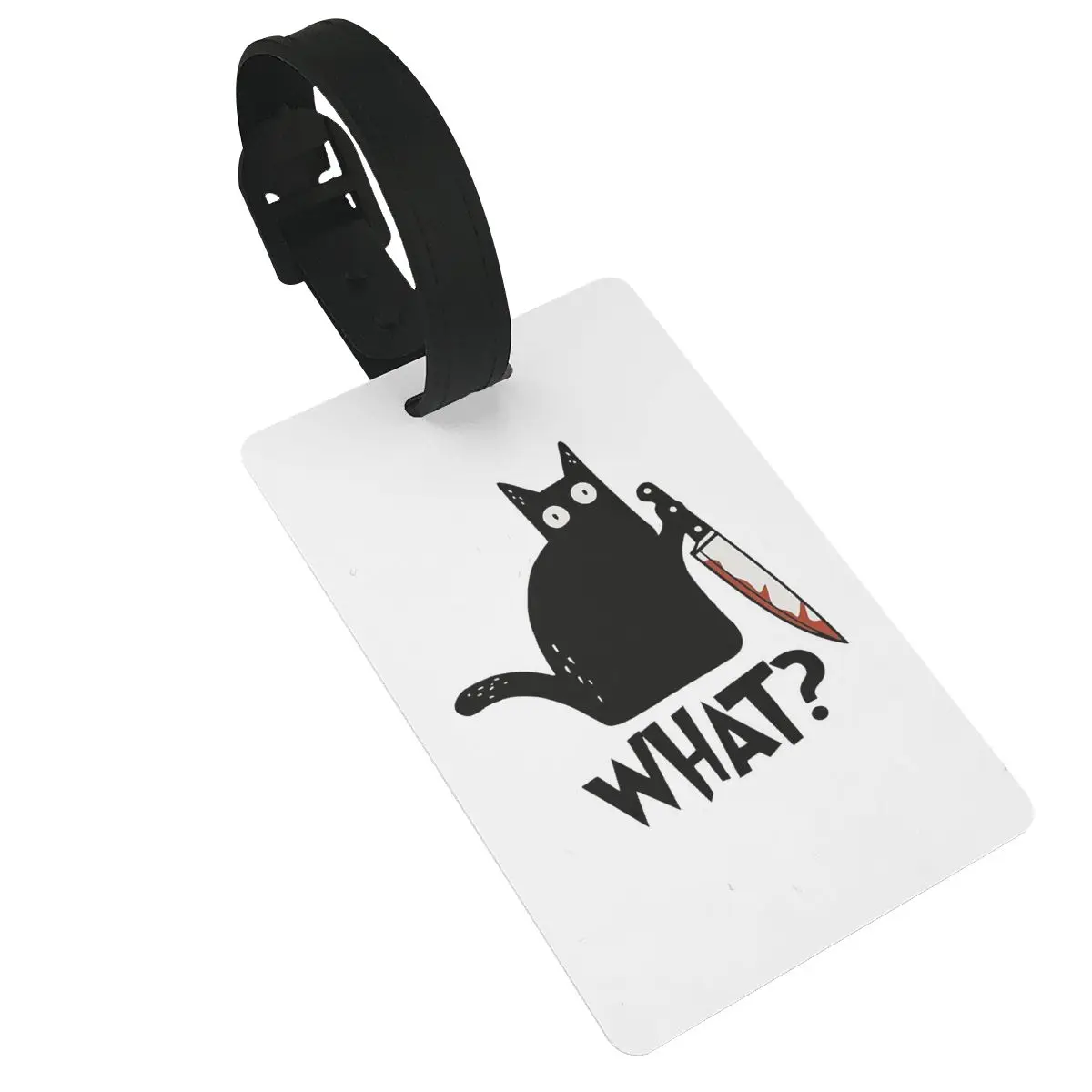 Cat What Murderous Black Cat With Knife Luggage Tags Suitcase Accessories Travel Baggage Boarding Tag Portable Label Holder