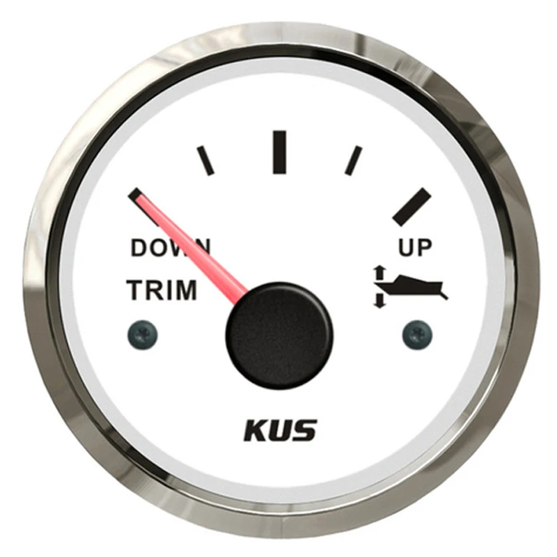 KUS Black Trim Gauges 52mm Down to Up Display Trim Meters 0-190ohm Input Signal with Yellow or Red Backlight for Car Boat Truck