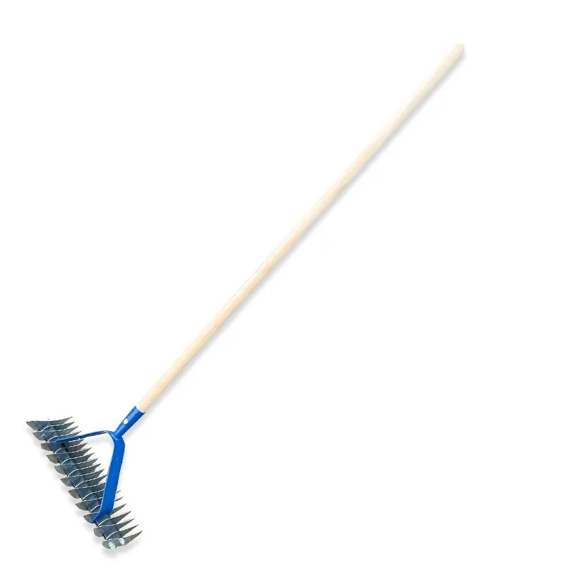 Multi-tine Lawn Thatch Rake, Garden & Farm Tool for Dead Grass, Leaf Cleaning, Soil Turning, Weeding and Loosening