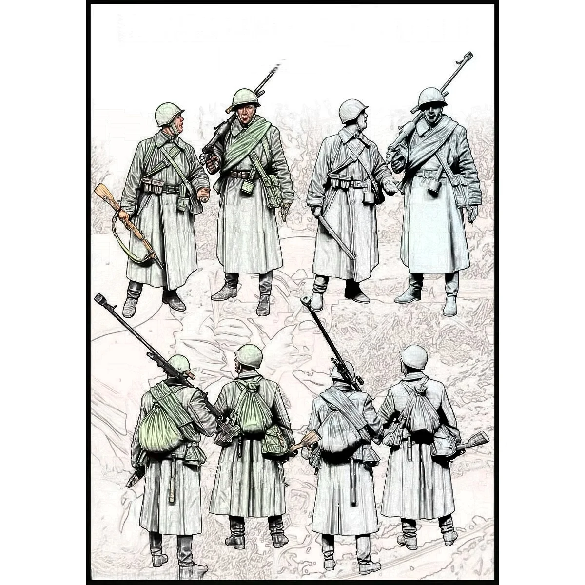 1/35 Resin Unpainted Model Kit, Military Theme, Red Army Anti-Tank Team Unassembled and Unpainted GK