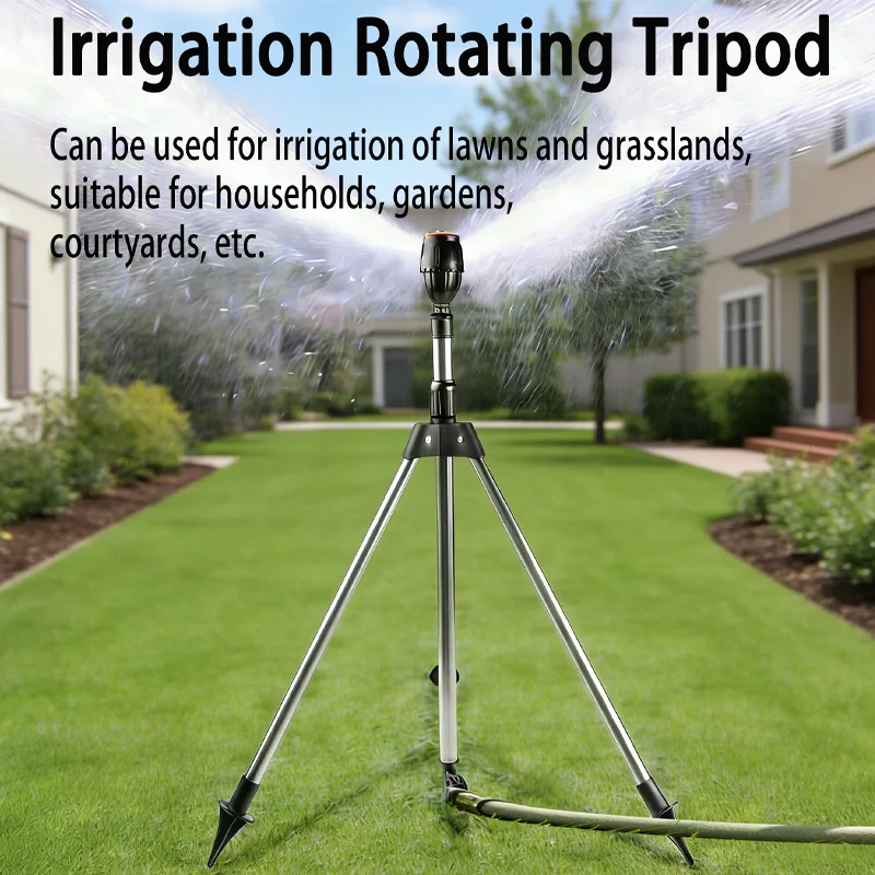 Rotating Tripod Sprinkler 360 Degree Large Area Coverage Automatic Rotating Yard Sprinkler Irrigation Watering System