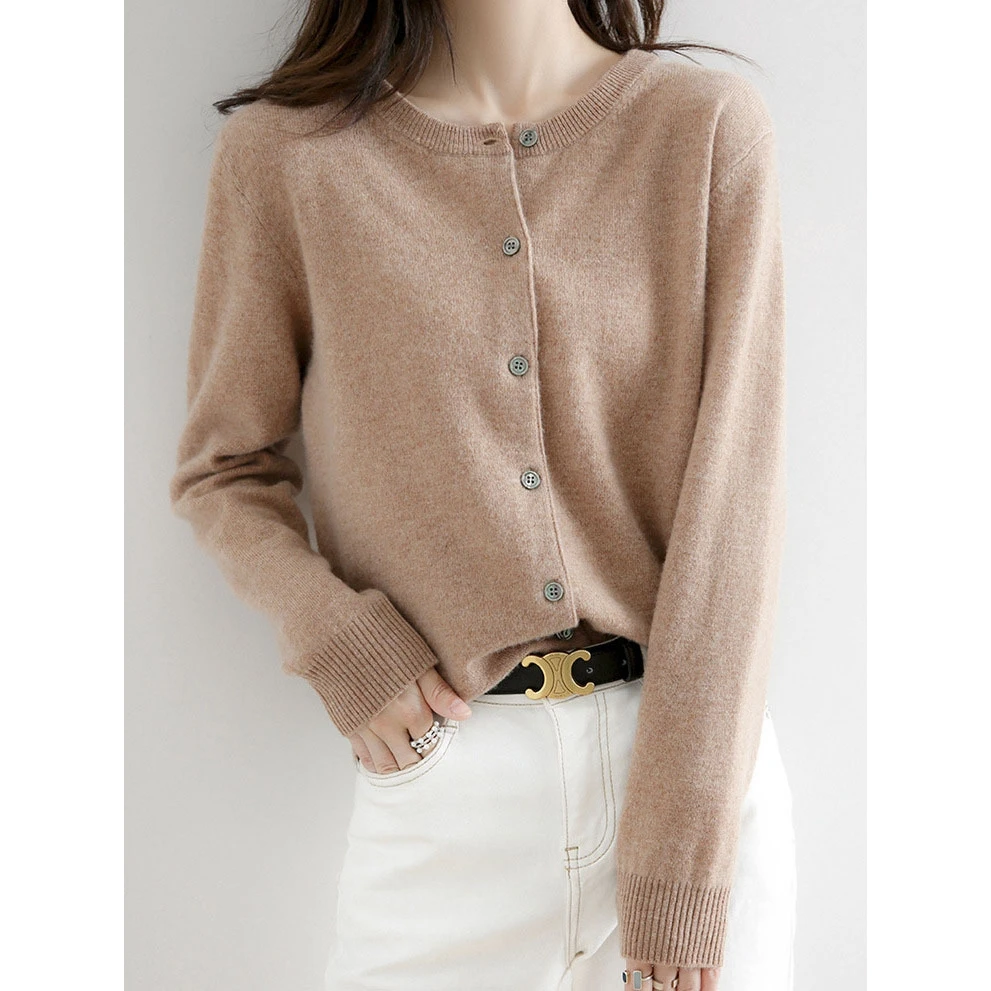 

Базовый женский свитер для ношения под одеждой, осенне-зимняя новинка, универсальный, для повседневной носки, с длинным рукавом, круглым вырезом, трикотажный.