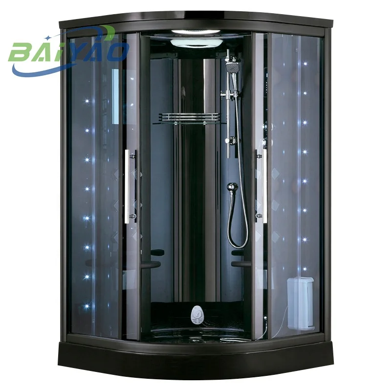 

Bathroom Shower Room Enclosure Black Color 1200X1200Mm Steam Wet Sauna Cabinet Shower For 2 People