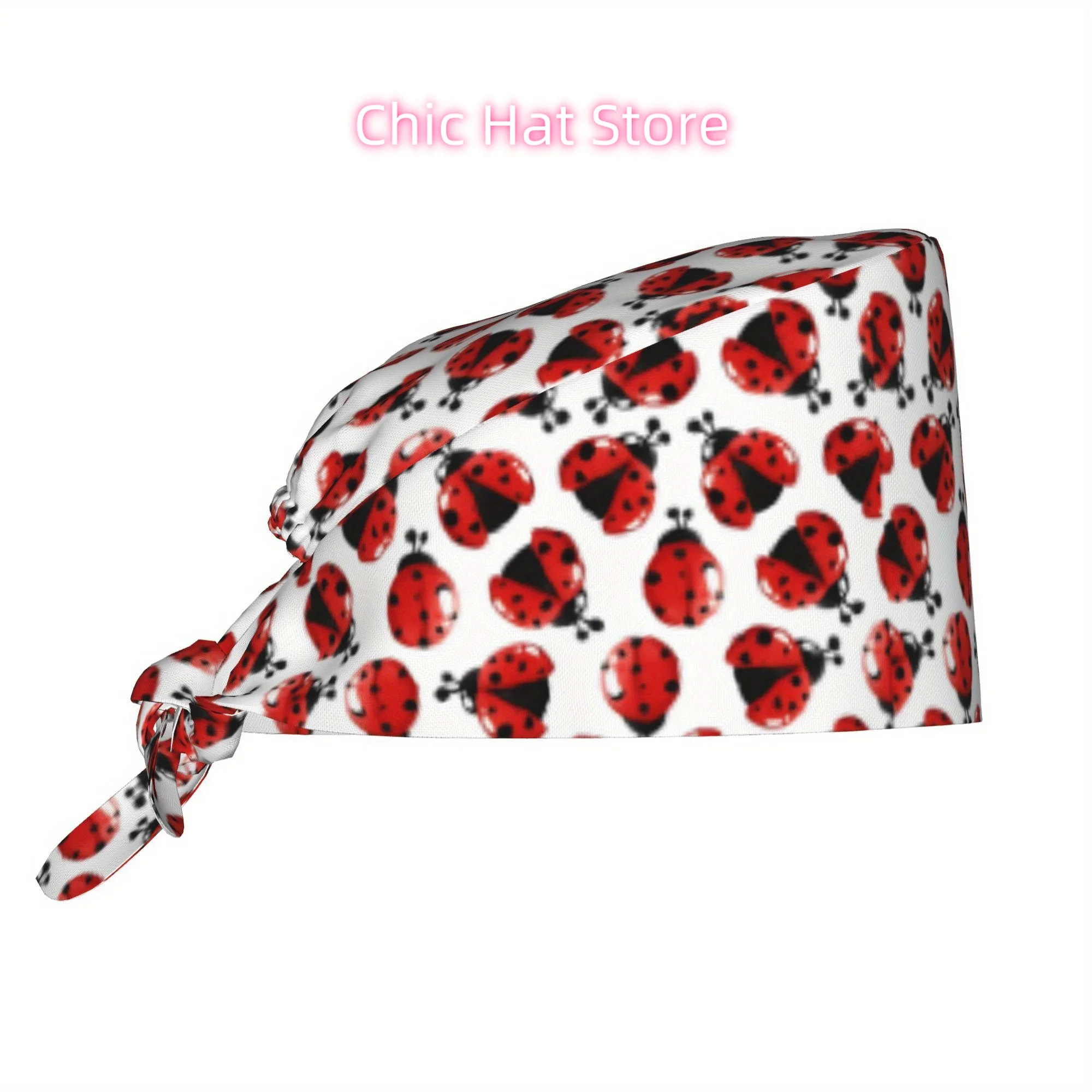 1pc Red Unisex Stylish Printed Work Cap - Lightweight Adjustable Skull Cap Tie-Back Nurse Hat, Dustproof Chef & Cooking Cap, Men