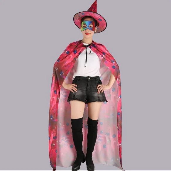 loween Diavolo Baan per bambini Abito da strega Cosplay Mantello da mago Costume da palcoscenico in fibra di poliestere per performance genitore-figlio