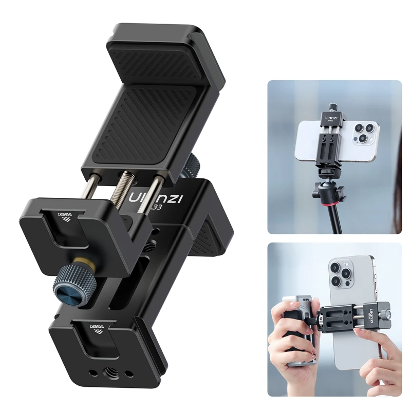 Ulanzi MA33 Phone Mount Smartphone Holder Clamp Clip Arca Swiss with Cold Shoe Mount for Photograph Vlogging Livestreaming