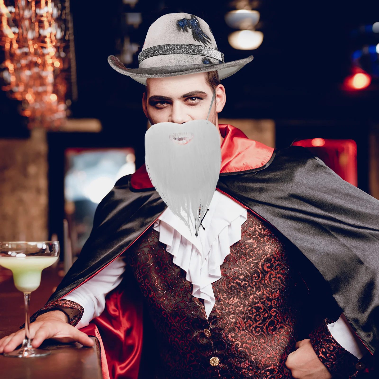 Bigote simulado, accesorio de barba falsa, barba realista para fiesta de Halloween, disfraz de Cosplay, accesorios para fotos, bigote realista