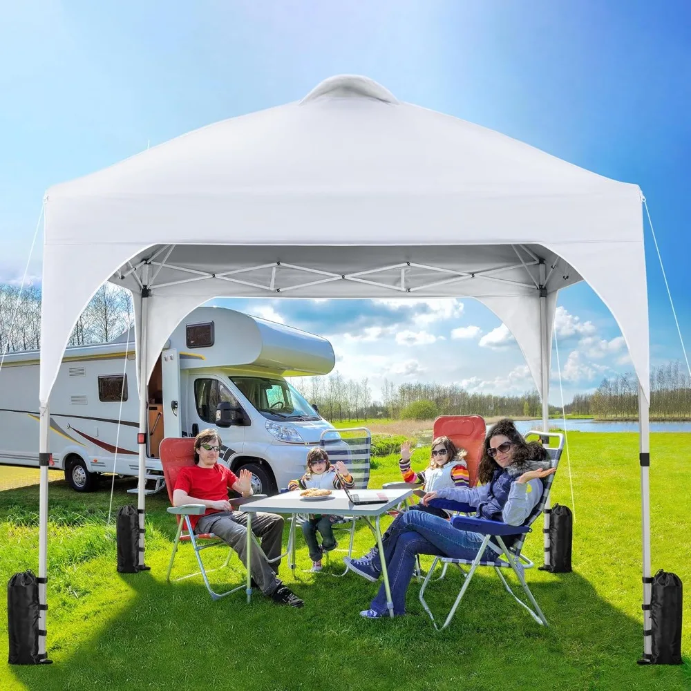 خيمة بمظلة منبثقة فورية مقاس 8 × 8 مع تهوية، سهلة الإعداد، حقيبة بعجلات، 4 أكياس رمل، 8 أوتاد - مظلة مأوى للشمس في الهواء الطلق