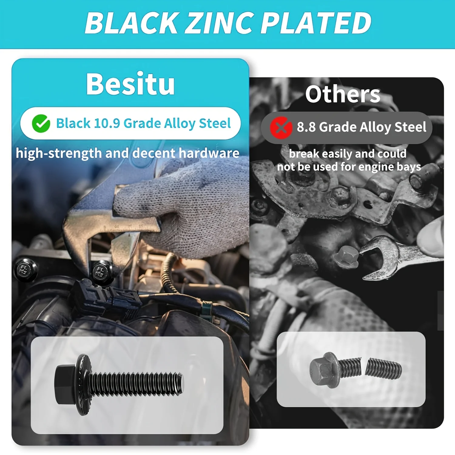 280Pcs Metric Flange Bolt Assortment, M6x1.0, M8x1.25, M10x1.5 (12mm to 30mm) Assorted Hex Bolts and Nuts Washers Kit
