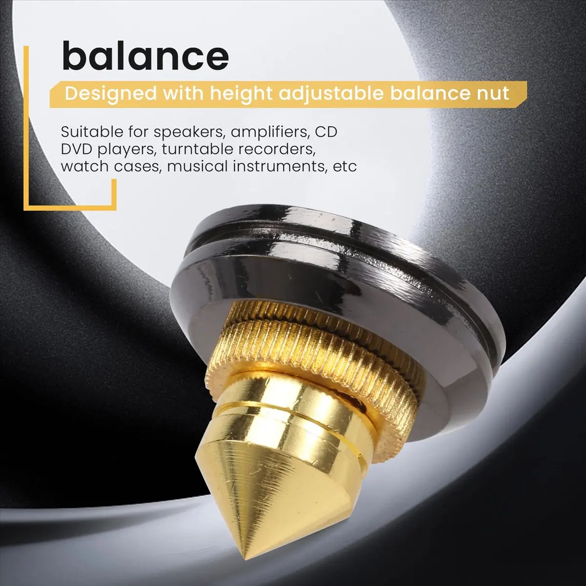 T28C 4 Set Gold Speaker Spike with Floor Discs Stand Foot Isolation Spikes Professional Speaker Accessories