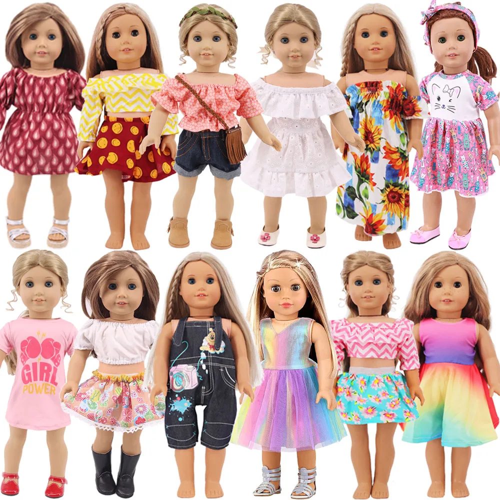 

Pop Doll Clothes Dress Top Short Skirt For 18Inch American&43Cm Reborn Baby Doll Clothing Accessories Our Generation Girl's Toys