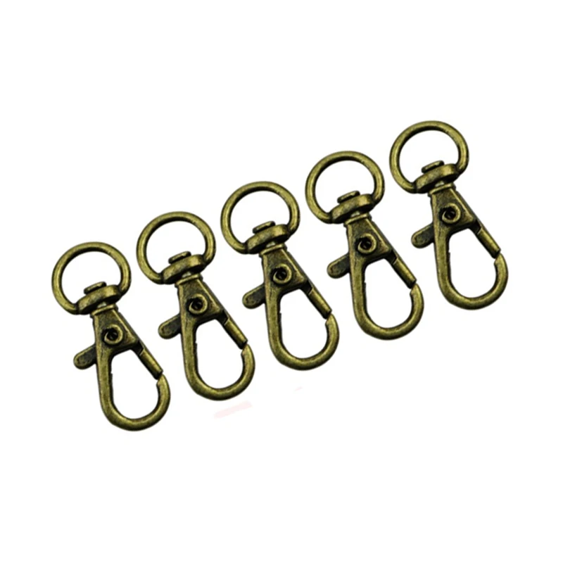 20Pcs Metal Clasp Swivel Trigger Clips Snap Hooks Key Ring Bags DIY Craft Copper & Silver