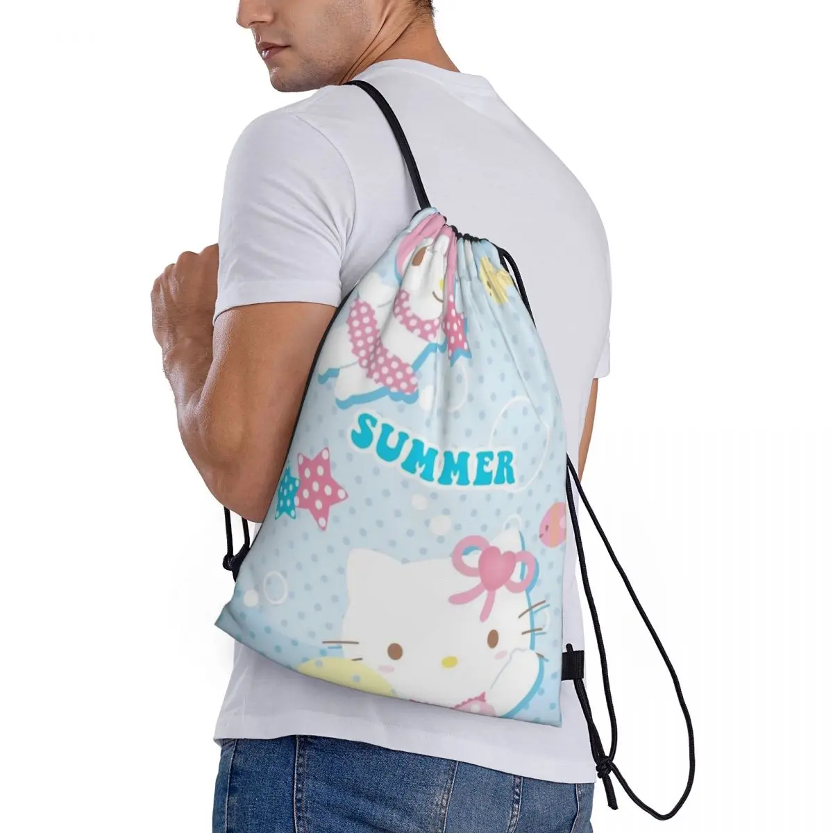 My Melody-bolsa deportiva portátil, mochila gruesa con cordón, cinturón para montar en el gimnasio, zapatos, ropa