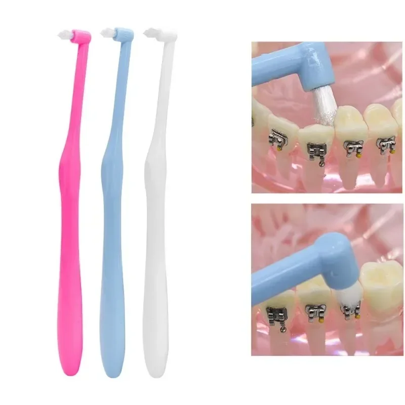 4 buah sikat gigi Interdental Oral, koreksi rambut lembut kawat gigi Floss gigi perawatan mulut sikat gigi ortodontik