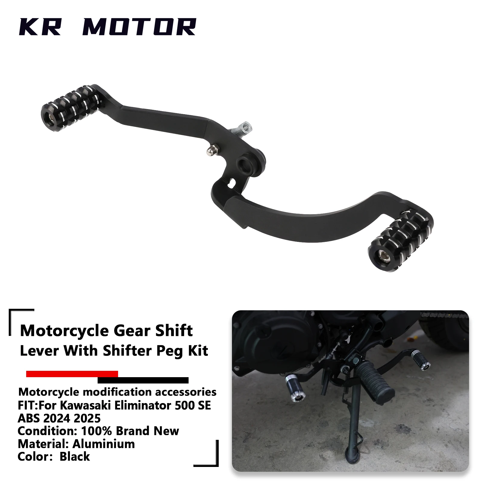 

Motorcycle Fit For Kawasaki Eliminator 500 SE ABS 2024 2025 Foot Heel/Toe Adjustable Gear Shift Lever With Shifter Peg Kit Black