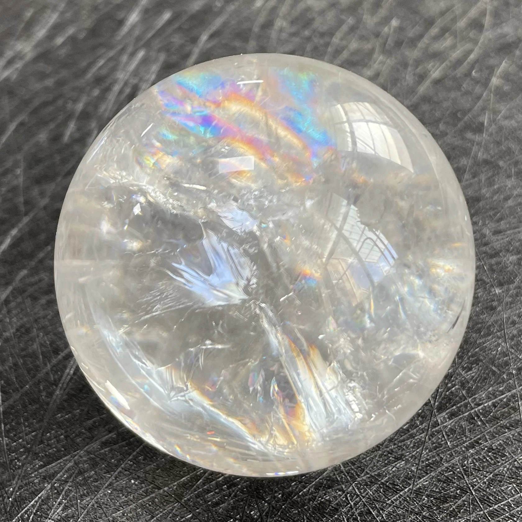 251g Natural Stone Clear Quartz Crystal Ball Rainbow Sphere Polished Rock Reiki Healing B657