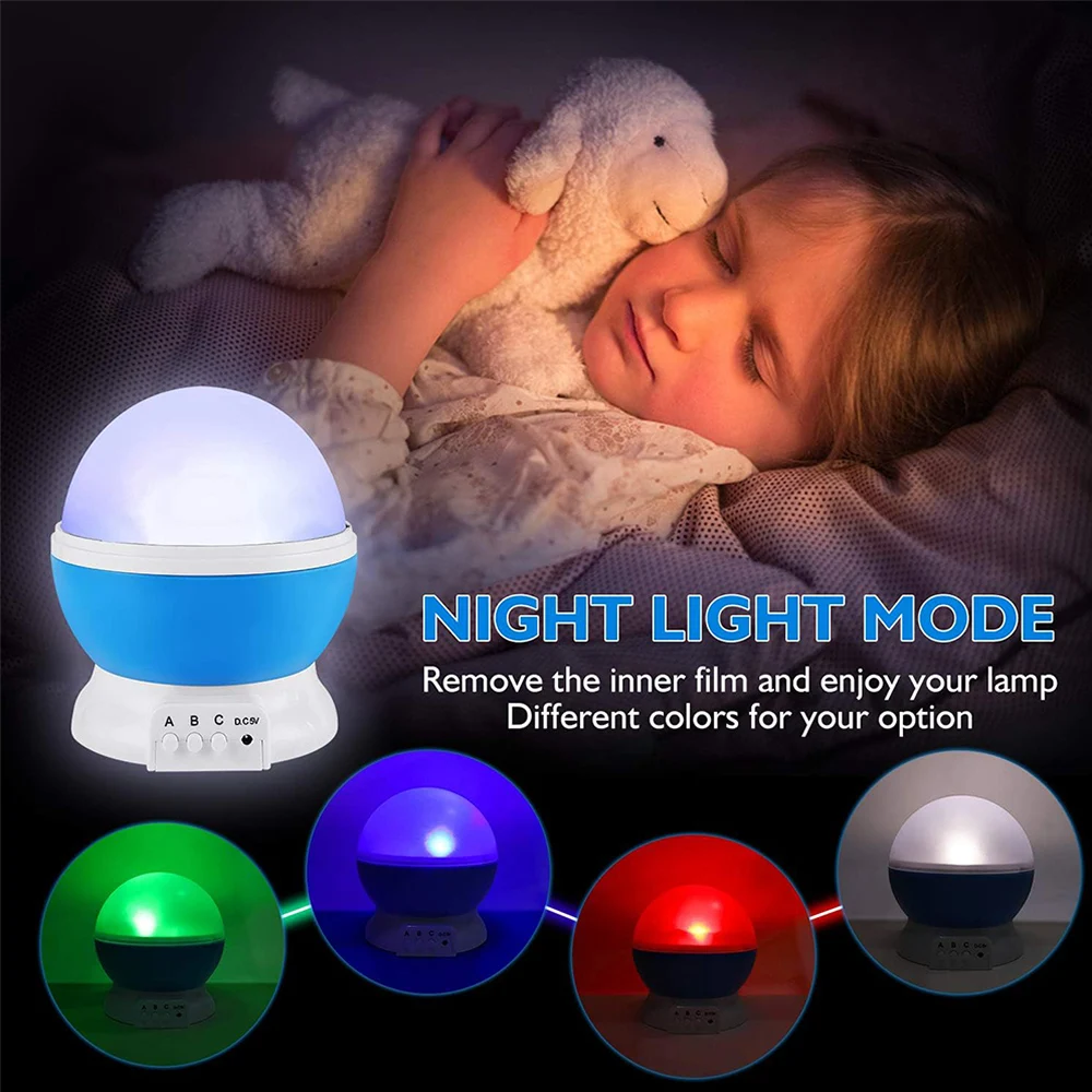 Star Night Light for Kids Nebula Star Projector Lamp 360 Degree Rotation 4 LED Bulbs 12 Light Color Changing with USB Cable Gift