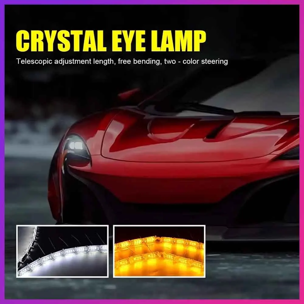 

2pcs Amber Flexible LED Strip DRL Daytime Running Light Waterproof Sequential Daylight RED Brake Turn Signal lights For Car