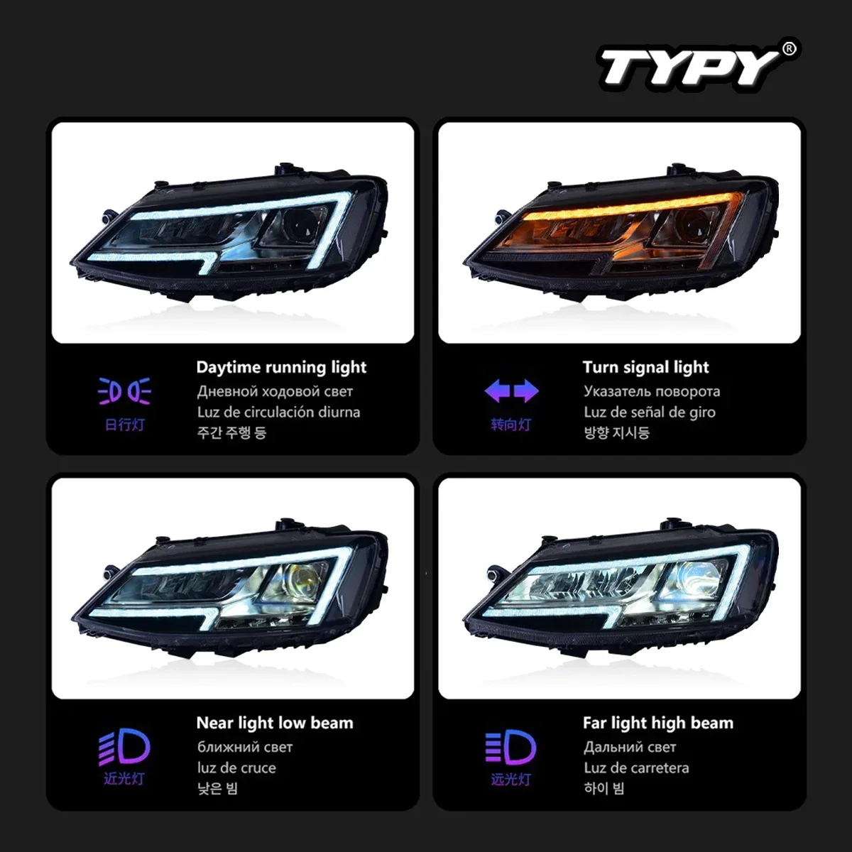 

TYPY New LED Head Lamp Upgrade Modified For VW Jetta Mk6 Headlight 2012-2018 Dynamic Signal Head Lamp Auto Accessories