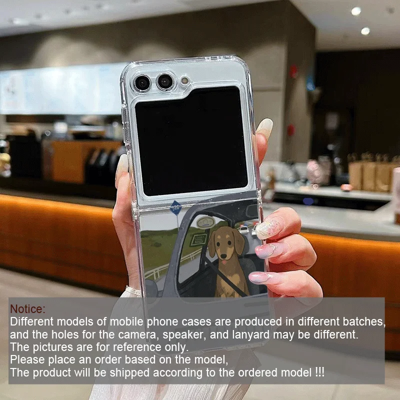 Funny Cartoon Driving Dog Transparent Phone Case for Samsung Galaxy Z Flip 7 Flip6 5 4 3 Folding Cover for Z Flip7 Flip5 Fundas - view 2