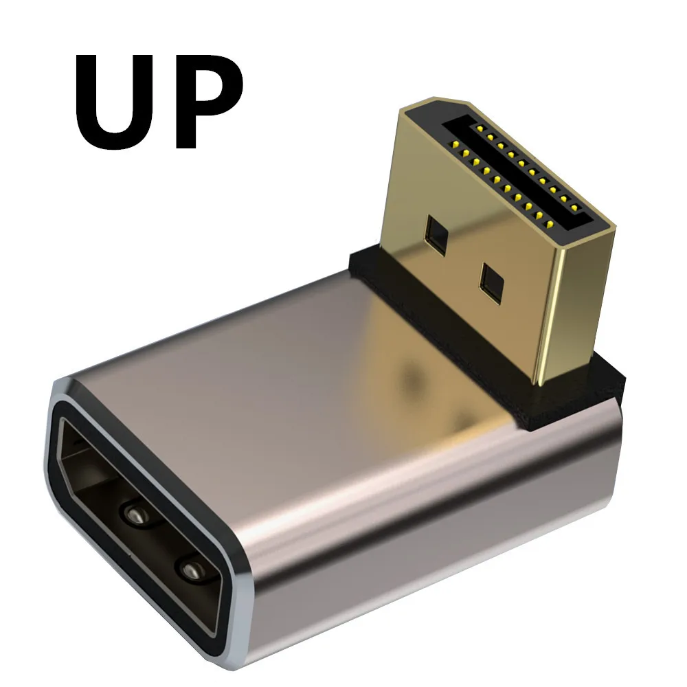 8K DisplayPort 1.4 Adapter 90 Degree 270 Degree Gold Plated Adapter Right DP Male to Female Vertical Connector Converter 8K@60Hz