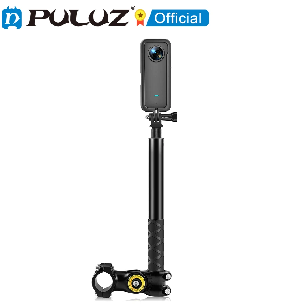 PULUZ Motorcycle Bicycle Handlebar Fixture Mount Aluminum Alloy Camera Bracket Adapter with Monopod Stand & 1/4 Screw