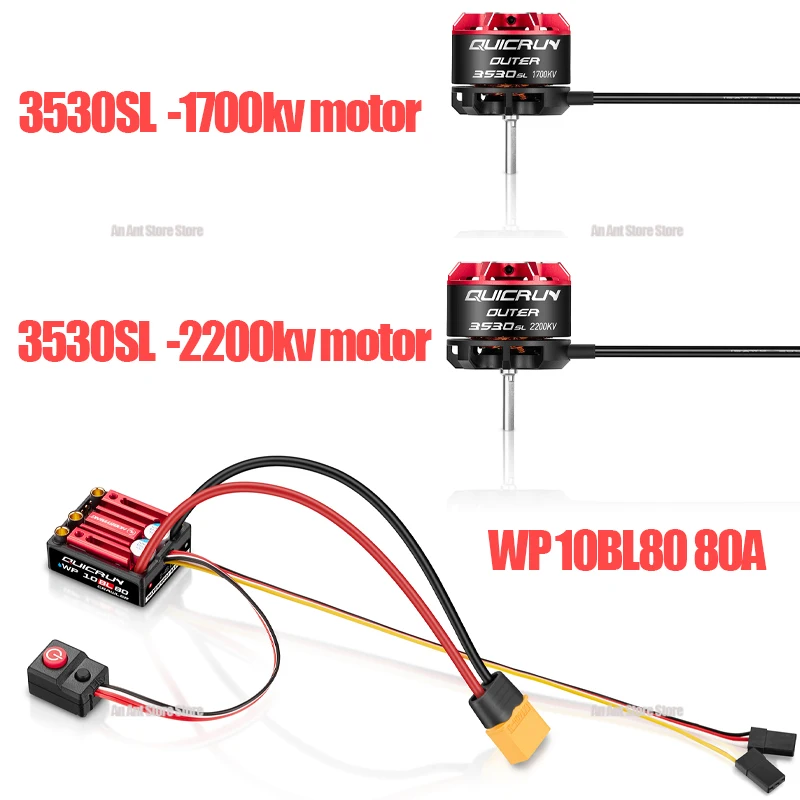 

HobbyWing QuicRun WP 10BL80 80A Crawler Brushless ESC And 3530SL Motor Combination For 1/10 Scale Climbing Cars
