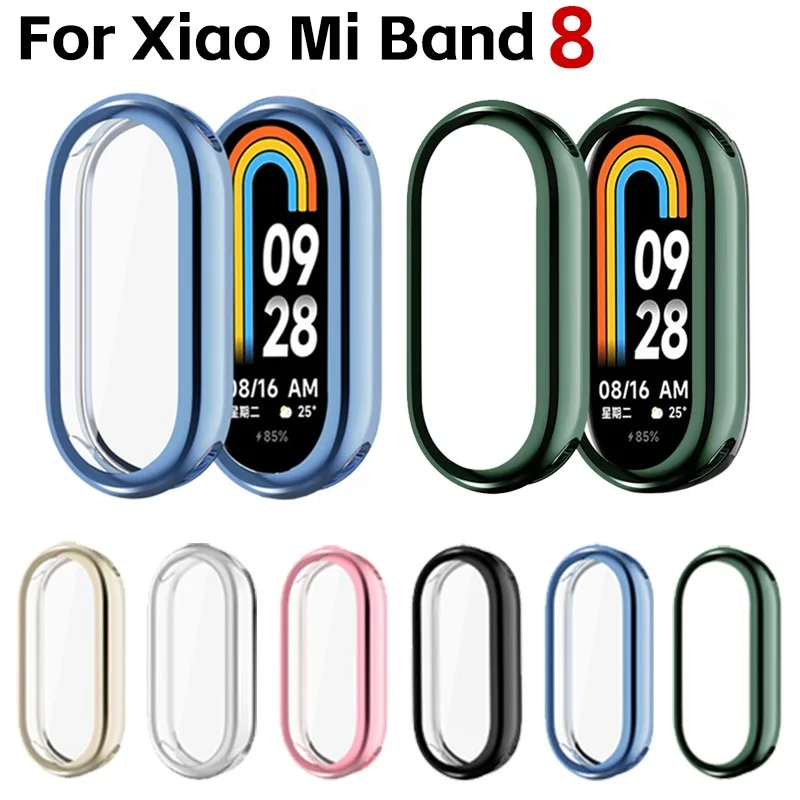 Soft Protective Cover for Xiaomi Mi Band 8 Case Full Screen Protector Shell Bumper Plated Case SmartWatch Accessories for Xiaomi