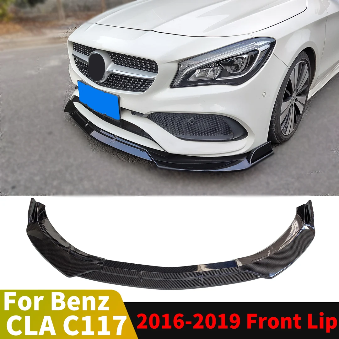 Front Air Dam Splitter Bumper Lip For Benz CLA C117 W117 2016-2019 Like 180 200 220 260 Tuning Accessories Body Kit