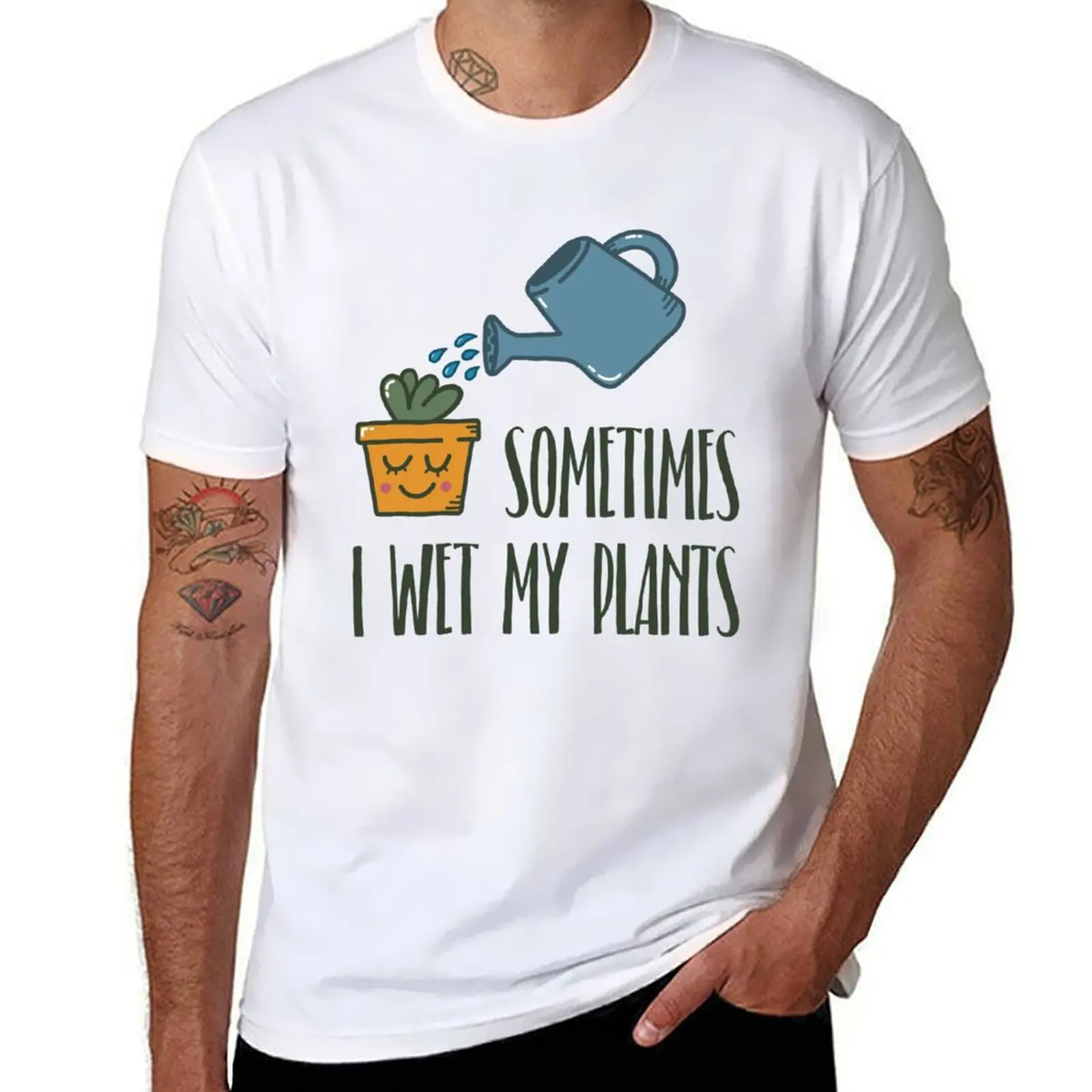 Sometimes I Wet My Plants - Funny Gardening Gift T-shirt oversizeds anime men graphic t shirts