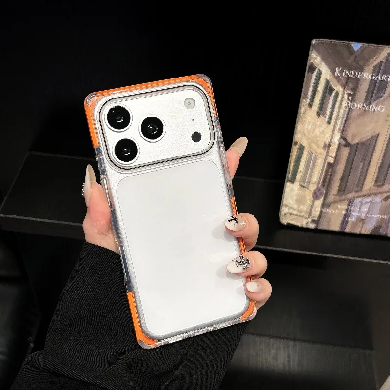 Square Candy Color Soft Edge Clear Acrylic Phone Case for IPhone 18 Pro 17 16 15 Pro Max Crystal Ice Cube Shockproof Armor Cover - view 5