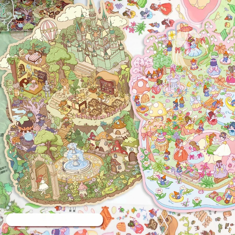 

Large Diorama Sticker Big Aesthetic Princess Scrapbook Stickers for Journals Micro Landscape Scene Decals Sensory DIY Supplies