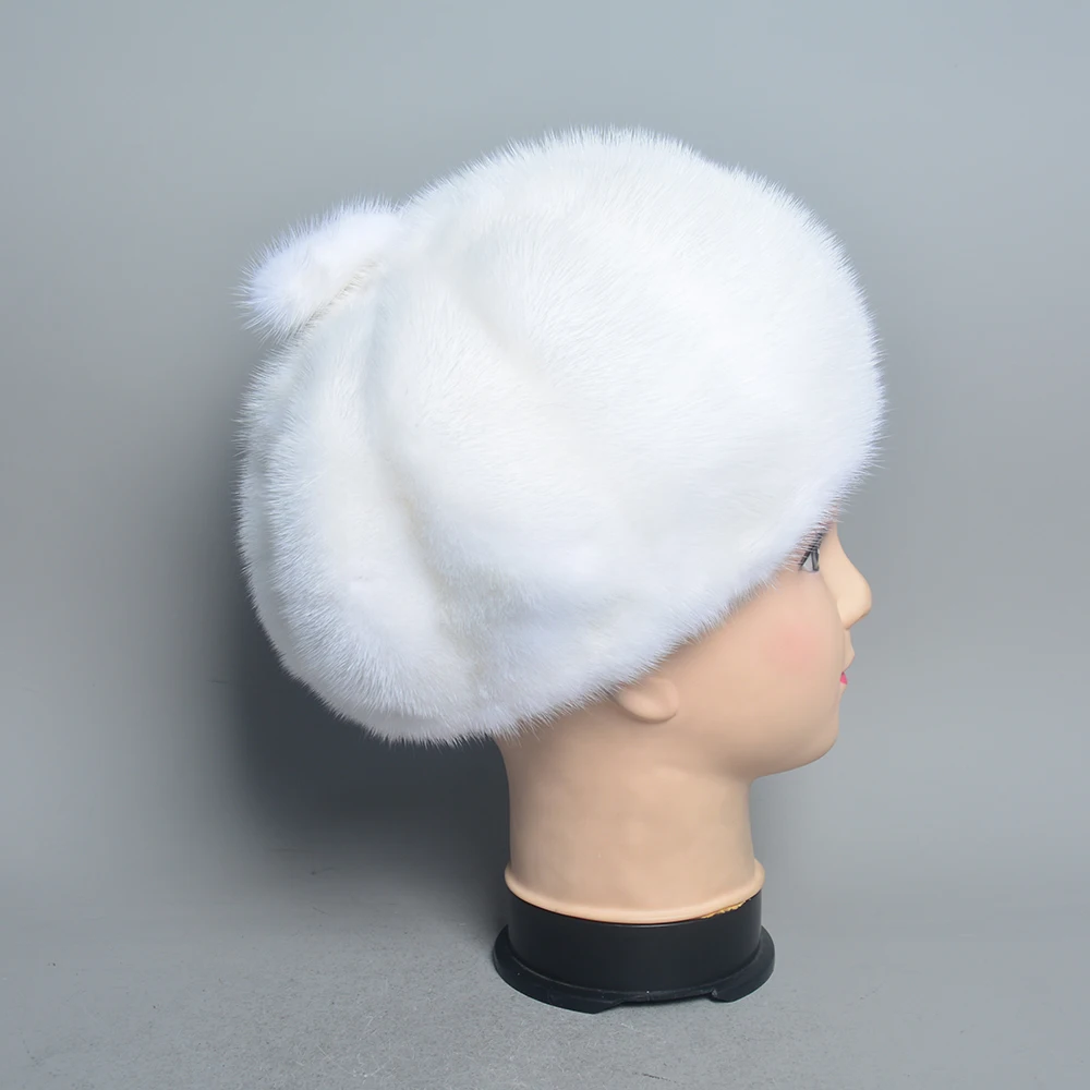 2024 Fashion Mink Fur Cap For Women Real Natural Whole Fur Hat Top Accessories Warm Ln Russian Winter Fur Hats For Lady