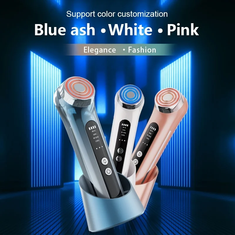 EMS+RF Multi-Polar Variable Frequency Blue Light Ice Compress Firming & Cleansing Beauty Instrument Skincare Facial Device